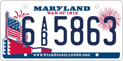 MD license plate 6AB5863