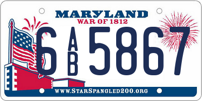 MD license plate 6AB5867