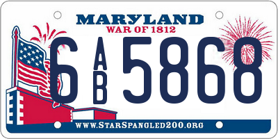MD license plate 6AB5868
