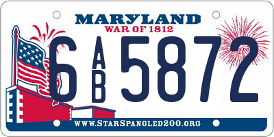 MD license plate 6AB5872