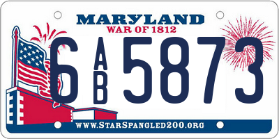 MD license plate 6AB5873