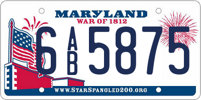 MD license plate 6AB5875