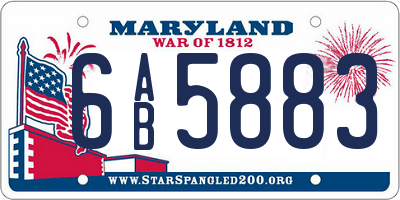 MD license plate 6AB5883