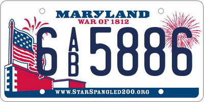 MD license plate 6AB5886