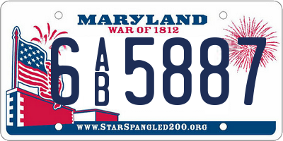 MD license plate 6AB5887