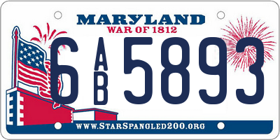 MD license plate 6AB5893