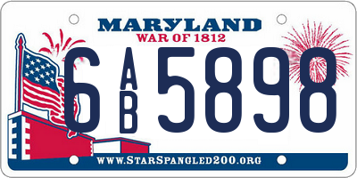 MD license plate 6AB5898