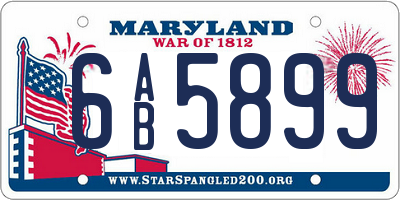 MD license plate 6AB5899