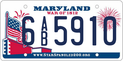 MD license plate 6AB5910