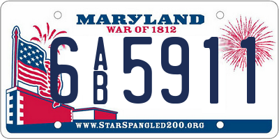 MD license plate 6AB5911