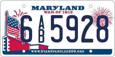 MD license plate 6AB5928