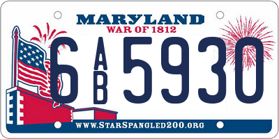 MD license plate 6AB5930