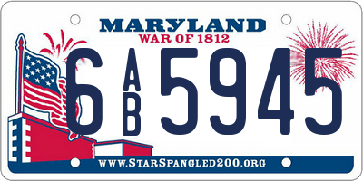 MD license plate 6AB5945