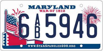 MD license plate 6AB5946
