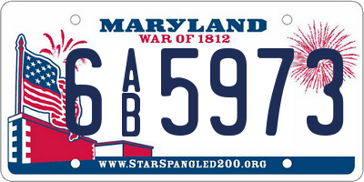 MD license plate 6AB5973