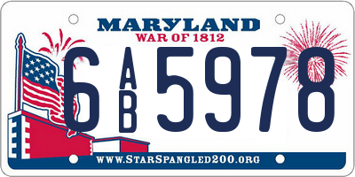 MD license plate 6AB5978