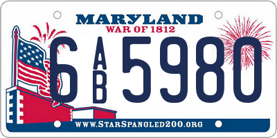 MD license plate 6AB5980