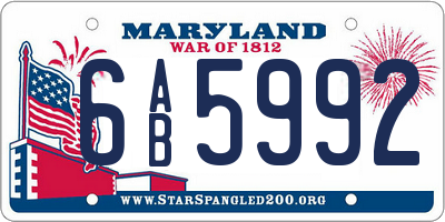 MD license plate 6AB5992