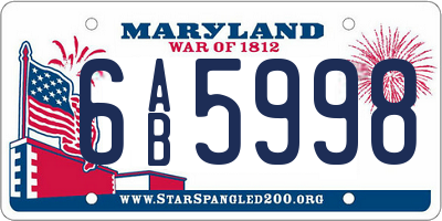 MD license plate 6AB5998