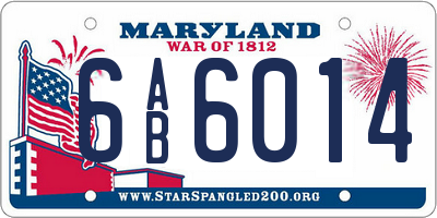 MD license plate 6AB6014
