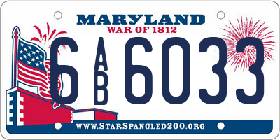 MD license plate 6AB6033