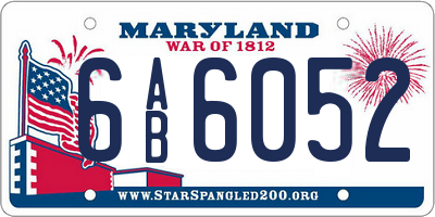 MD license plate 6AB6052