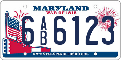 MD license plate 6AB6123