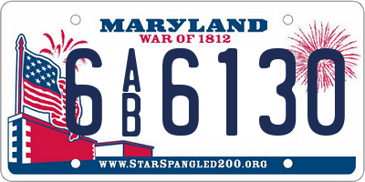 MD license plate 6AB6130