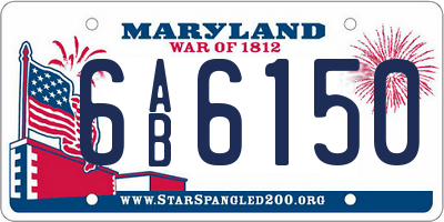 MD license plate 6AB6150