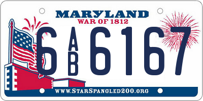 MD license plate 6AB6167