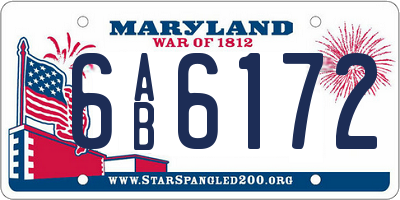 MD license plate 6AB6172