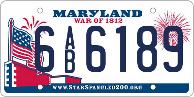 MD license plate 6AB6189