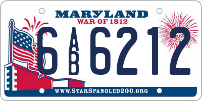 MD license plate 6AB6212