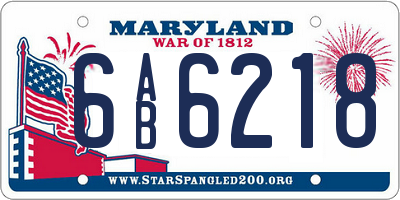 MD license plate 6AB6218