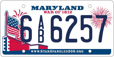 MD license plate 6AB6257