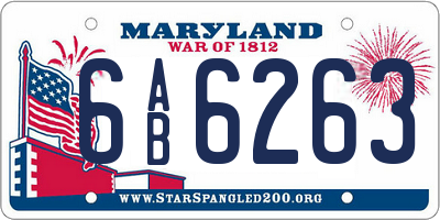 MD license plate 6AB6263
