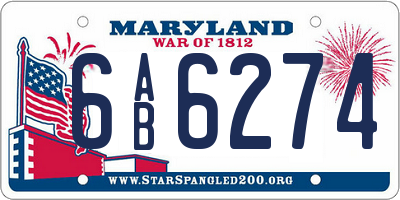 MD license plate 6AB6274
