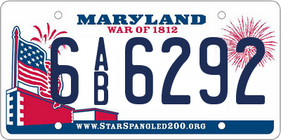 MD license plate 6AB6292