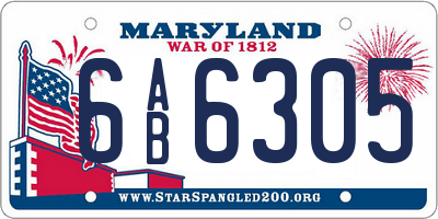 MD license plate 6AB6305