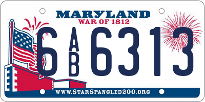 MD license plate 6AB6313