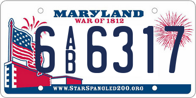 MD license plate 6AB6317