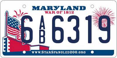 MD license plate 6AB6319