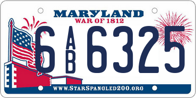MD license plate 6AB6325