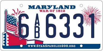 MD license plate 6AB6331
