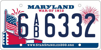 MD license plate 6AB6332