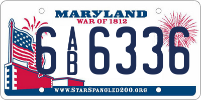 MD license plate 6AB6336