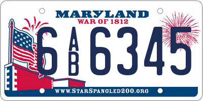 MD license plate 6AB6345