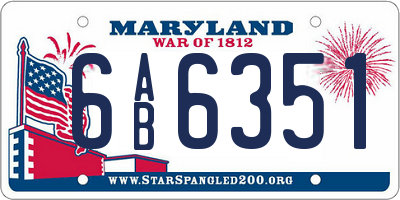 MD license plate 6AB6351