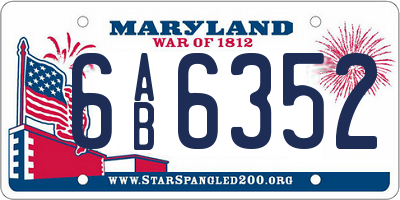 MD license plate 6AB6352