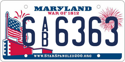 MD license plate 6AB6363
